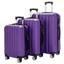 Zimtown 3 Piece Nested Spinner Suitcase Luggage Set With TSA Lock Purple