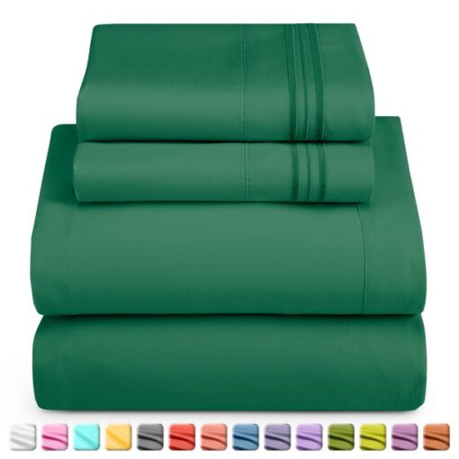 Nestl Split King Size 4 Piece Brushed Microfiber Bed Sheet Set, Hunter Green