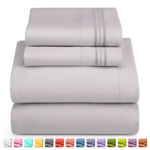 Nestl Bed Sheets Set Deep Pocket 4 Piece Microfiber Queen, Light Pink