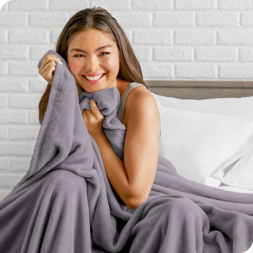 Bare Home Microplush Fleece Blanket, Plush, Ultra Soft, Throw/Travel, Dusty Purple