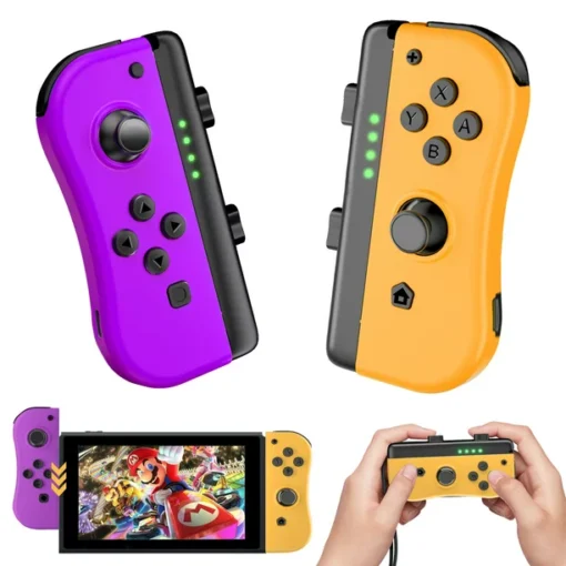 Bonadget Joy pad for Nintendo Switch Controller, Left and Right Wireless Controller Compatible with Nintendo Joycon for Joy con with Turbo/Wake-up/Screenshot/Motion Control(Neon Purple/Neon Orange)