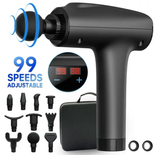 99 Speed Muscle Massage Gun, Deep Tissue Percussion Muscle Massager for Pain Relief, Handheld Electric Body Massager Sports Drill Portable Super Quiet Brushless Motor