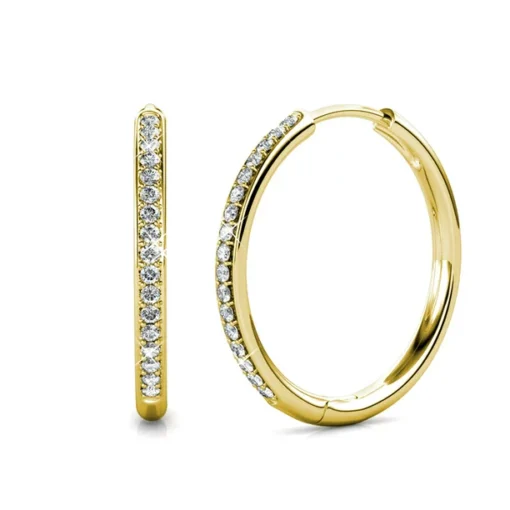 Cate & Chloe Bianca 18k White Gold Hoop Earrings with Swarovski Crystals, Female