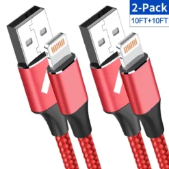 iPhone Charger Cord 10FT 2Pack, Aioneus iPhone Charger Fast Charging Long Nylon Braided Lightning Cable iPhone Charger Cable for iPhone 13 12 11 Pro max Xr Xs 8 7plus 6s 6 5 SE 2020 iPod iPad, Red
