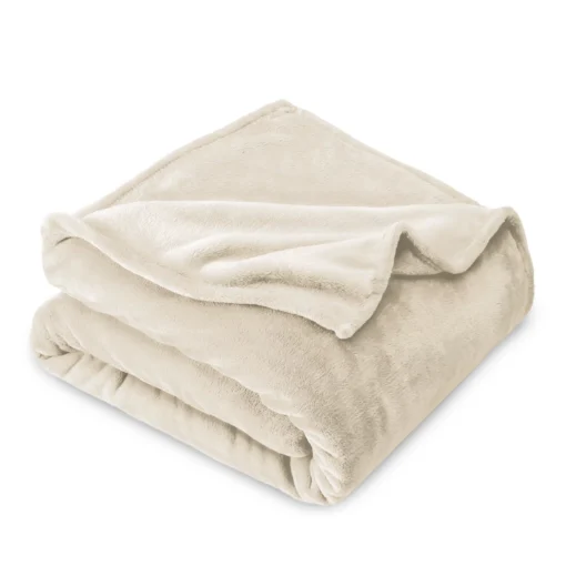 Bare Home Microplush Fleece Blanket, Plush, Ultra Soft, Throw/Travel, Vanilla