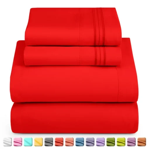 Nestl Bed Sheets Set King Size - Deep Pocket 4 Piece Bed Sheet Set - 1800 Hotel Luxury Soft Double Brushed Microfiber - Wrinkle Free, Fade, Stain Resistant, Cherry Red