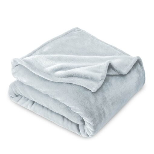 Bare Home Microplush Fleece Blanket, Plush, Ultra Soft, Throw/Travel, Blue Mist