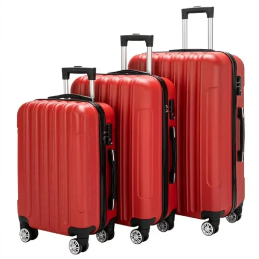 Zimtown 3-Piece Nested Spinner Suitcase Luggage Set with TSA Lock, Red