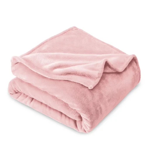 Bare Home Microplush Fleece Blanket, Plush, Ultra Soft, Twin/Twin XL, Light Pink