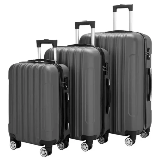 Zimtown 3-Piece Nested Spinner Suitcase Luggage Set with TSA Lock, Dark Gray