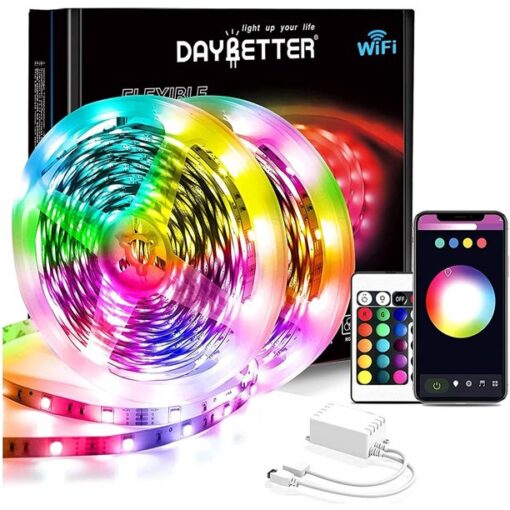 DAYBETTER 65.6ft/20M WIFI LED Strip Lights with Remote and App Controlled,Color Changing Led Lights for Bedroom Home Decoration(2 Rolls of 32.8ft)