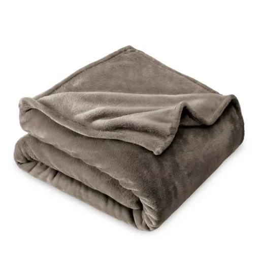 Bare Home Microplush Fleece Blanket, Plush, Ultra Soft, Throw/Travel, Taupe