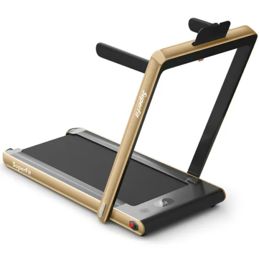 SuperFit 2.25HP 2 in 1 Dual Display Folding Treadmill Jogging Machine W/APP Control Gold