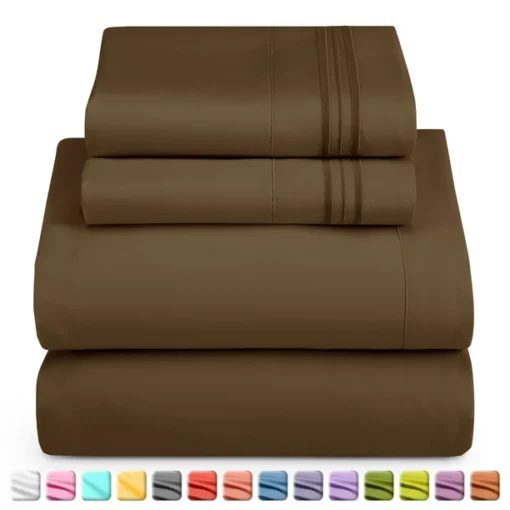 Nestl Bed Sheets Set Cal King Size Deep Pocket 4 Piece Microfiber, Chocolate Brown
