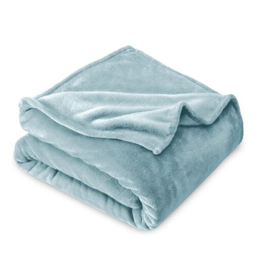 Bare Home Microplush Fleece Blanket, Plush, Ultra Soft, Full/Queen, Light Blue
