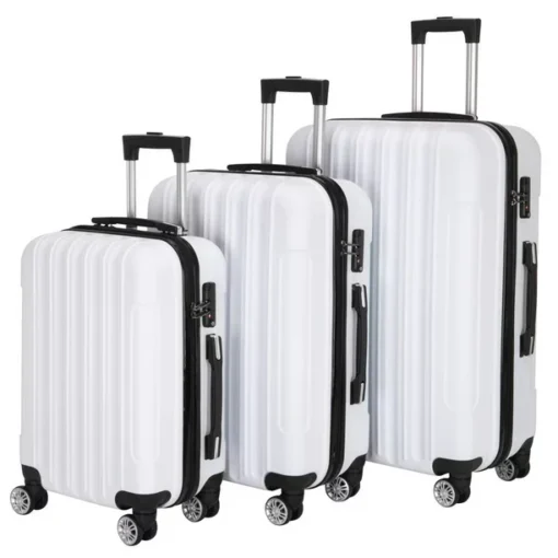 Zimtown 3 Piece Nested Spinner 11.81 in Suitcase Lightweight Luggage Set With TSA Lock White