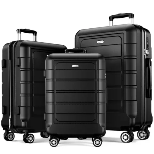 SHOWKOO 3 Piece Luggage Set with Durable Spinner Wheels Expandable ABS Hardshell Hardside Suitcase Sets Lightweight