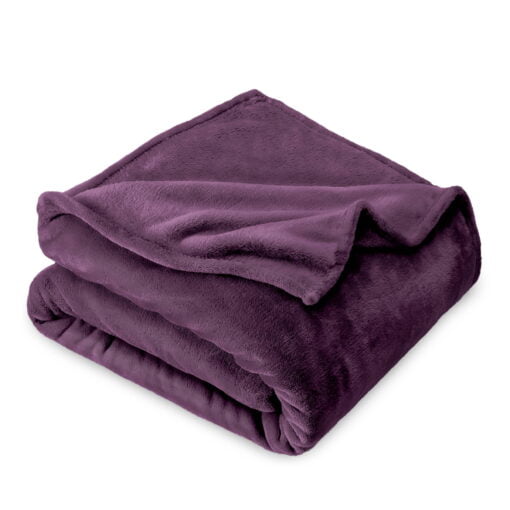 Bare Home Microplush Fleece Blanket, Plush, Ultra Soft, Twin/Twin XL, Plum