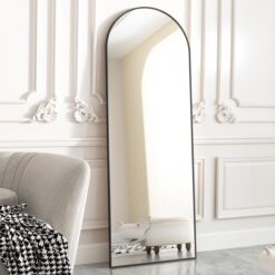 BEAUTYPEAK Arched Full Length Floor Mirror 64"x21.1" Full Body Standing Mirror,Black