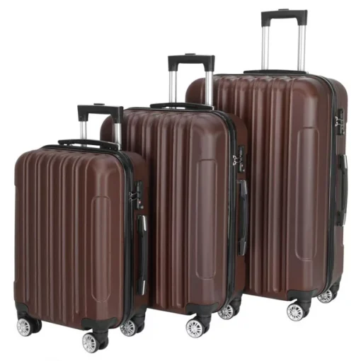 Zimtown 3-Piece Nested Spinner Suitcase Luggage Set with TSA Lock, Brown Carry-On Luggage 11.81 in