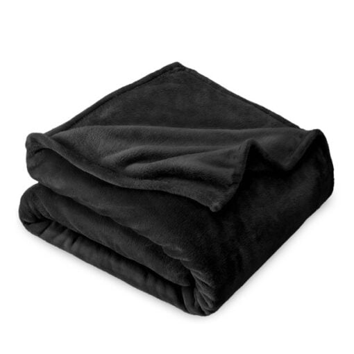 Bare Home Microplush Fleece Blanket, Plush, Ultra Soft, Full/Queen, Black